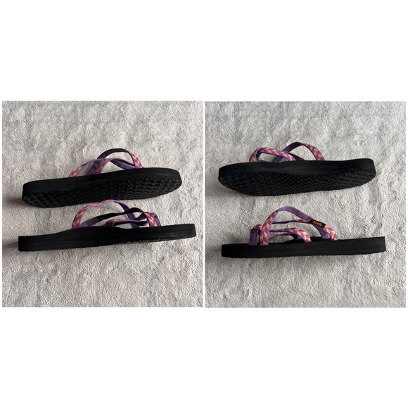 Teva Mush Olowahu Strappy Comfort Flip Flop Sandals Retro Geometric Purple Pink - Picture 5 of 12